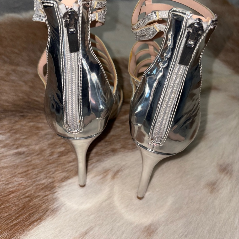 Aldo Silver Strappy High Heel Sandals - Picture 6 of 8